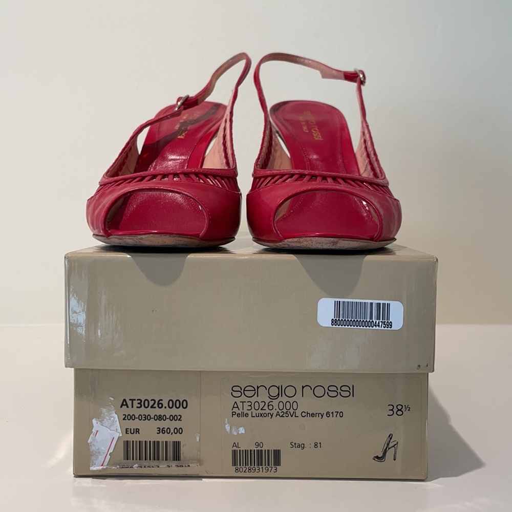 Sergio Rossi red patent leather sz 38.5 heels EUC - Picture 2 of 7